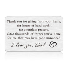 Load image into Gallery viewer, Dad Gifts Wallet Card, Fathers Day Gift from Daughter Wife Son, Dad Birthday Gifts, Gifts for Dad Husband Fathers from Son Kids, Stepdad Daddy Gifts, Christmas Gifts for Dad Valentines Gift