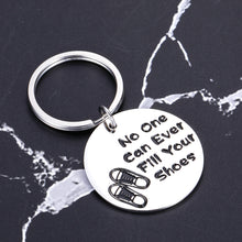Load image into Gallery viewer, Retirement Gifts Coworker keychain No One Can Ever Fill Your Shoes Keyring for Women Men Him Her Leaving Presents for Friends Colleague Appreciation Secretary Employee Staff Pendant