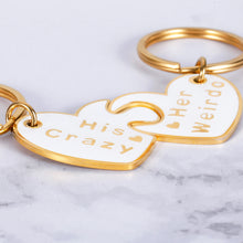 Load image into Gallery viewer, Couple Gifts for Him And Her His Crazy Her Weirdo Keychain Christmas Birthday Anniversary Present for Husband Wife Boyfriend Girlfriend Wedding Matching Set Key Chains for Lover Women Men