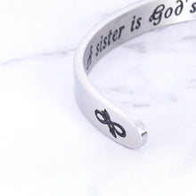 Load image into Gallery viewer, Sisters Gifts Christmas Present, Inspirational Cuff Bangle, Sister in Law Gifts, Sister Bracelet, Sister Birthday Gifts from Sister Women Teen Girls, Motivational Sister Jewelry for Valentine’s Day