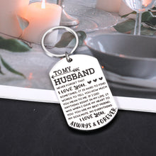 Load image into Gallery viewer, Valentines Day Gifts for Him Husband Gifts from Wife I Love You Keychain for Men Anniversary Engagement Christmas Wedding Birthday Gifts for Hubby Fiance Groom from Wifey Bride Fiancee Sentimental