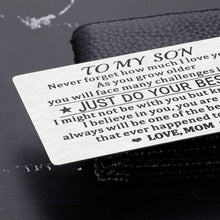 Load image into Gallery viewer, 21st Birthday Gifts for Him Son I Love You Wallet Card Insert Gifts from Mom to Son Back to School Graduation Coming-to-Age Valentines Day Christmas Gifts Stocking Stuffers for Men Teens Inspirational