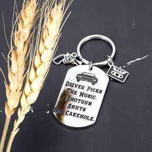 Load image into Gallery viewer, Funny Christmas Gifts Supernatural Merchandise Keychain for Women Men Supernatural Fan Gifts for New Driver Trucker Musician Brother Best Friends Birthday Gifts TV Show Merchandise Charms Jewelry
