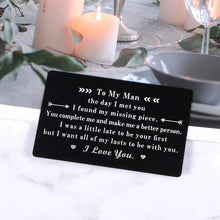 Load image into Gallery viewer, Wallet Insert Card Top Birthday Gifts for Men Boyfriend Anniversary Gifts for Him Boyfriend Christmas Gifts Men Valentines Day Gifts for Husband Groom from Wife Engagement Wedding Gifts for Him