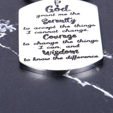 Load image into Gallery viewer, Christian Gifts Serenity Prayer Keychain Inspirational Gifts for AA Son Husband Christmas Present for Best Friends Religious Jewelry for Communion God Grant Me The Serenity Keyring