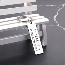 Load image into Gallery viewer, 11 Year Wedding Anniversary Keychain Gifts for Wife Husband Her Him Couple Romantic, I Steel Love You Gifts for Him Her, 11th Anniversary for Men Women Girlfriend Valentines Christmas Birthday Gifts
