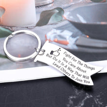 Load image into Gallery viewer, Valentines Day Gifts Keychain Inspirational Gifts for Women Teens Girls Inspiring Key Chains for Daughter Best Friends Birthday Graduation Jewelry RBG Quote Fight For The Things You Care About