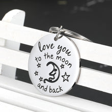 Load image into Gallery viewer, LOVE YOU to The Moon And Back Couple Keychain Gift for Boyfriend Girlfriend Wife Husband Inspirational Charm Key Ring Tag for Dad Mom Daughter Son Encouragement Jewelry for Lovers