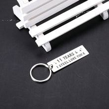 Load image into Gallery viewer, 11 Year Wedding Anniversary Keychain Gifts for Wife Husband Her Him Couple Romantic, I Steel Love You Gifts for Him Her, 11th Anniversary for Men Women Girlfriend Valentines Christmas Birthday Gifts