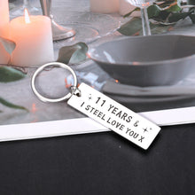 Load image into Gallery viewer, 11 Year Wedding Anniversary Keychain Gifts for Wife Husband Her Him Couple Romantic, I Steel Love You Gifts for Him Her, 11th Anniversary for Men Women Girlfriend Valentines Christmas Birthday Gifts