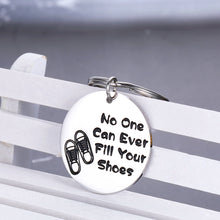 Load image into Gallery viewer, Retirement Gifts Coworker keychain No One Can Ever Fill Your Shoes Keyring for Women Men Him Her Leaving Presents for Friends Colleague Appreciation Secretary Employee Staff Pendant