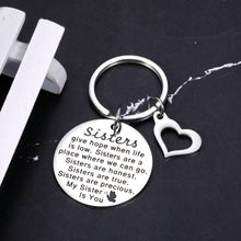 Load image into Gallery viewer, Sisters Gifts from Sister Brother Keychain Sweet 16 Birthday Christmas Gifts for Big Little Soul Sister Best Friend BFF Bestie Wedding Jewelry for Bride Bridesmaid Women Valentines Day for Teen Girls