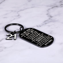 Load image into Gallery viewer, Inspirational 21st Birthday Gifts for Him Adults to My Son Keychain from Mom I Love You Gifts for Him Teen Boys Son in Law from Mother to Son Christmas Back to School Graduation Come of Age Gifts
