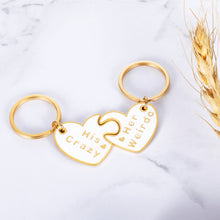 Load image into Gallery viewer, Couple Gifts for Him And Her His Crazy Her Weirdo Keychain Christmas Birthday Anniversary Present for Husband Wife Boyfriend Girlfriend Wedding Matching Set Key Chains for Lover Women Men
