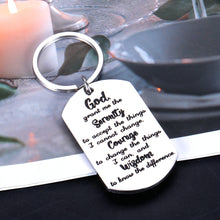 Load image into Gallery viewer, Christian Gifts Serenity Prayer Keychain Inspirational Gifts for AA Son Husband Christmas Present for Best Friends Religious Jewelry for Communion God Grant Me The Serenity Keyring