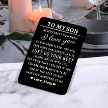 Load image into Gallery viewer, 21st Birthday Gifts for Him Son Gifts from Mom to Son I Love You Wallet Card Insert Inspirational Christmas Stocking Stuffers for Men Teens Son Back to School Graduation Coming-to-Age Valentines Gifts