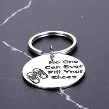 Load image into Gallery viewer, Retirement Gifts Coworker keychain No One Can Ever Fill Your Shoes Keyring for Women Men Him Her Leaving Presents for Friends Colleague Appreciation Secretary Employee Staff Pendant