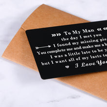 Load image into Gallery viewer, Wallet Insert Card Top Birthday Gifts for Men Boyfriend Anniversary Gifts for Him Boyfriend Christmas Gifts Men Valentines Day Gifts for Husband Groom from Wife Engagement Wedding Gifts for Him