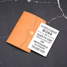 Load image into Gallery viewer, Boss Gifts Wallet Card Insert for Men Office, Employee Thank You Appreciation Gifts for Boss Mentor Leader, Boss Day Gifts for Boss Woman, Christmas Farewell Retirement Gifts for Women Men Coworker
