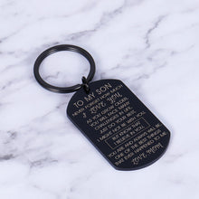 Load image into Gallery viewer, Son Gifts from Mom To My Son I Love You Keychain Gift for Him Boys Men Inspirational Quote Engraved Pendant Keyring Tags Present for Back To School Birthday Graduation Christmas Anniversary