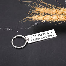 Load image into Gallery viewer, 11 Year Wedding Anniversary Keychain Gifts for Wife Husband Her Him Couple Romantic, I Steel Love You Gifts for Him Her, 11th Anniversary for Men Women Girlfriend Valentines Christmas Birthday Gifts