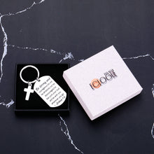 Load image into Gallery viewer, Christian Gifts Inspirational Bible Verse Keychain Be Strong and Courageous Pendant Cross Charm Men and Women Religious Jewelry for Birthday Graduation Communion Christmas Thanksgiving