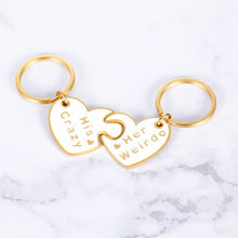 Load image into Gallery viewer, Couple Gifts for Him And Her His Crazy Her Weirdo Keychain Christmas Birthday Anniversary Present for Husband Wife Boyfriend Girlfriend Wedding Matching Set Key Chains for Lover Women Men