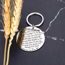 Load image into Gallery viewer, Husband Christmas Gifts I Love You More Keychain Men Anniversary Birthday Valentines Engagement Wedding Graduation Fathers Day Jewelry Sentimental Key Ring for Hubby Fiance