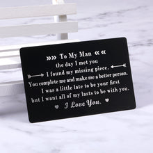 Load image into Gallery viewer, Wallet Insert Card Top Birthday Gifts for Men Boyfriend Anniversary Gifts for Him Boyfriend Christmas Gifts Men Valentines Day Gifts for Husband Groom from Wife Engagement Wedding Gifts for Him