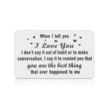 Load image into Gallery viewer, Wallet Insert Card Best Top Birthday Gifts for Boyfriend Men Wife Husband Groom Christmas Valentines Day Anniversary Engagement Wedding Gifts for Couple Unique I Love You Gifts for Him Her Girlfriend