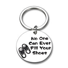 Load image into Gallery viewer, Retirement Gifts Coworker keychain No One Can Ever Fill Your Shoes Keyring for Women Men Him Her Leaving Presents for Friends Colleague Appreciation Secretary Employee Staff Pendant