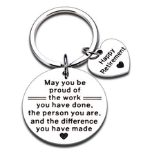 Load image into Gallery viewer, Happy Retirement Gifts for Men Women 2022 Keychain Retirement Appreciation Gifts for Boss Teacher Leader Nurse Coworker Going Away Leaving Gift for Retired Employee Colleague Friend Boss Day Christmas