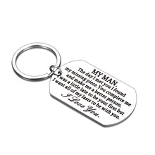 Load image into Gallery viewer, Anniversary Husband Boyfriend Keychain My Man I Love You Pendant Birthday Valentine's Day Wedding Military Presents for Him BF Fiance Groom Hubby Romantic Couple Lover Jewelry