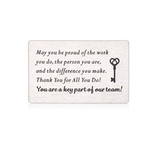 Load image into Gallery viewer, Wallet Card Insert Thank You Gifts for Coworker Bulk Inspirational Teacher Appreciation Gifts for Women Men Boss Day Christmas Going Away Retirement Work Office Gifts for Coworkers Employees Friends