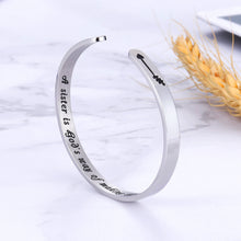 Load image into Gallery viewer, Sisters Gifts Christmas Present, Inspirational Cuff Bangle, Sister in Law Gifts, Sister Bracelet, Sister Birthday Gifts from Sister Women Teen Girls, Motivational Sister Jewelry for Valentine’s Day