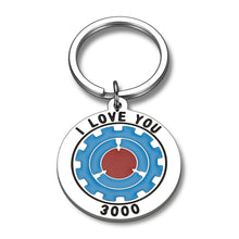 Load image into Gallery viewer, I LOVE YOU 3000 Keychain Gifts for Dad Men Jewelry Inspirational Marvel Present for Boyfriend Loving Husband Son Daughter Sentimental Sayings Engraved Pendant for Birthday Christmas Anniversary