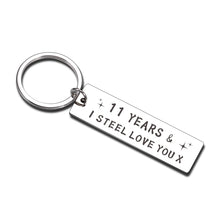 Load image into Gallery viewer, 11 Year Wedding Anniversary Keychain Gifts for Wife Husband Her Him Couple Romantic, I Steel Love You Gifts for Him Her, 11th Anniversary for Men Women Girlfriend Valentines Christmas Birthday Gifts
