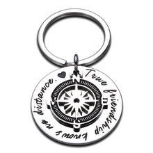 Load image into Gallery viewer, Christmas Birthday Gifts for Women Men Teen Girls Best Friend Keychain Gifts Besties BFF Moving Going Away Gifts Long Distance Relationship Gifts True Friendship Knows No Distance Compass Keyring