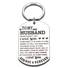 Load image into Gallery viewer, Valentines Day Gifts for Him Husband Gifts from Wife I Love You Keychain for Men Anniversary Engagement Christmas Wedding Birthday Gifts for Hubby Fiance Groom from Wifey Bride Fiancee Sentimental