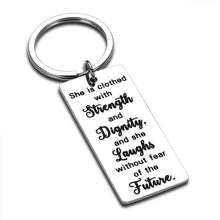 Load image into Gallery viewer, Gifts for Women Teen Girls Inspirational Keychain Gifts for Best Friends Proverbs 31:25 Birthday Christmas Present for Girlfriend Daughter Sister Graduation Back to School Key Ring for College Senior