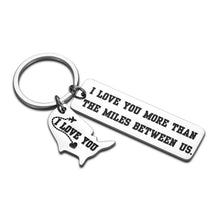 Load image into Gallery viewer, Long Distance Relationships Keychain for Husband Wife Boyfriend Girlfriend Dad Mom Lover Couples Keyring for Trucker Hubby Birthday Valentine Going Away Gifts Travel Military Jewelry