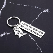 Load image into Gallery viewer, Long Distance Relationships Keychain for Husband Wife Boyfriend Girlfriend Dad Mom Lover Couples Keyring for Trucker Hubby Birthday Valentine Going Away Gifts Travel Military Jewelry