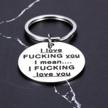 Load image into Gallery viewer, Anniversary Keychain for Him Her I Love You Gifts for Girlfriend Wife Fiancee Women Men Valentines Day Presents for Boyfriend Husband Fiance Funny Keyring Tag for Birthday Christmas