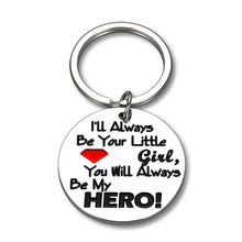 Load image into Gallery viewer, Dad Christmas Gifts from Daughter Dad Keychain I'll Always Be Your Little Girl You Will Always Be My Hero Keyring Tag for Valentine’s Day Father's Day Birthday Daddy Papa Men Gifts