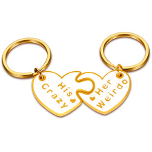 Load image into Gallery viewer, Couple Gifts for Him And Her His Crazy Her Weirdo Keychain Christmas Birthday Anniversary Present for Husband Wife Boyfriend Girlfriend Wedding Matching Set Key Chains for Lover Women Men