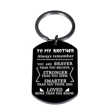 Load image into Gallery viewer, Inspirational Christmas Gifts for Brother Gifts Keychain from Sister in Law Friendship Sibling Fraternity Day Birthday Gifts for Brother in Law Friends Men Stocking Stuffers for Teens Boys Him
