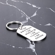 Load image into Gallery viewer, Inspirational Keychain Gifts I Am Strong Worthy Loved Enough Jewelry Motivational Keyring Tag for Myself Women Men Teen Boys Girls Best Friend Birthday Anniversary Graduation Present
