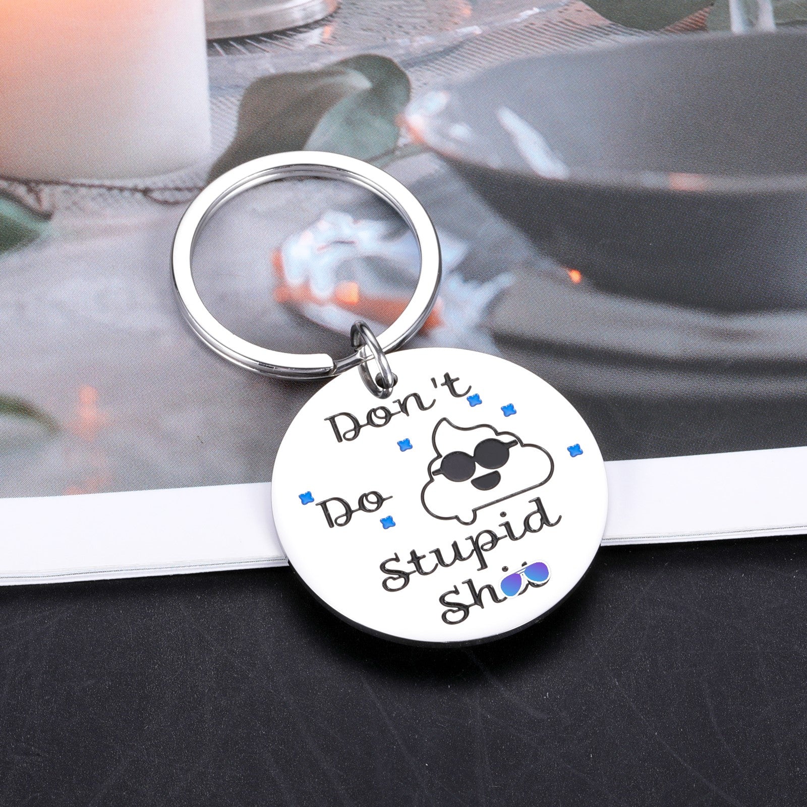 Don't Do Stupid Shit Keychain, Funny Gift for Teens Son Daughter