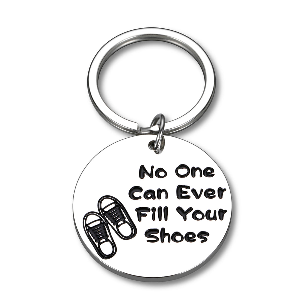 Retirement Gifts Coworker keychain No One Can Ever Fill Your Shoes Keyring for Women Men Him Her Leaving Presents for Friends Colleague Appreciation Secretary Employee Staff Pendant