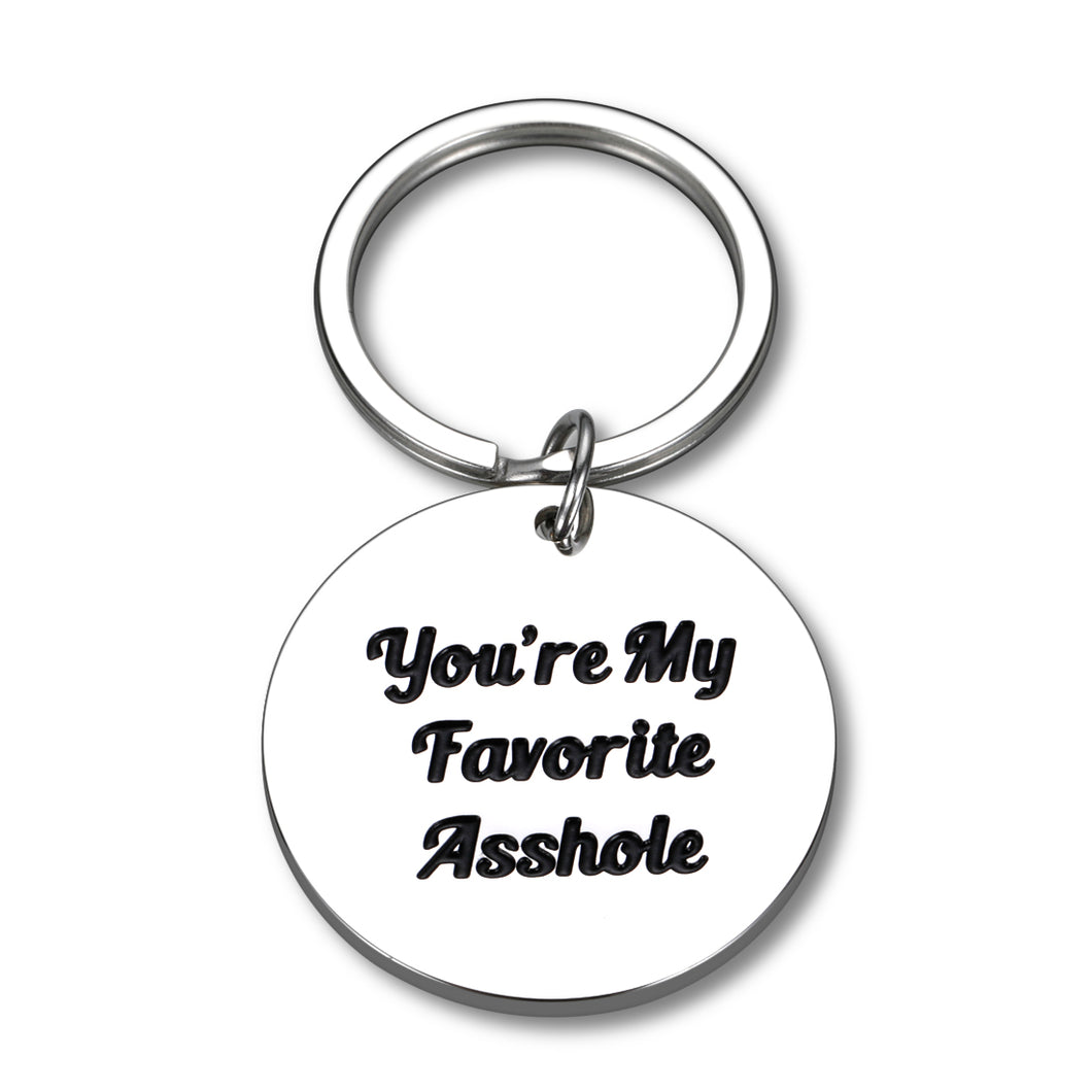 Funny Gifts Men Keychain Husband Boyfriend Present You’re My Favorite Asshole Keyring for Anniversary Valentines Wedding Birthday Christmas Thanksgivings BF Hubby Jewelry